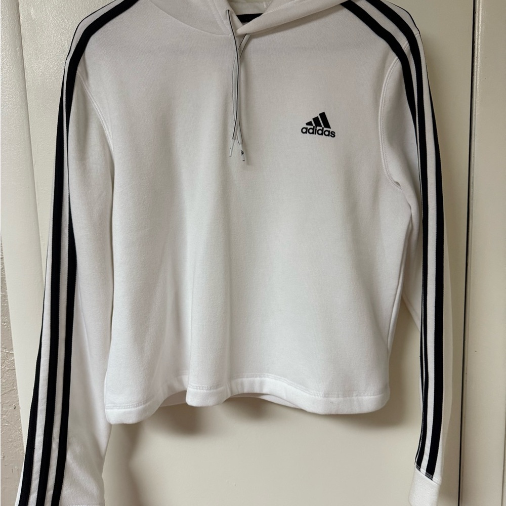 Adidas Primegreen White Hoodie with Black Trim
